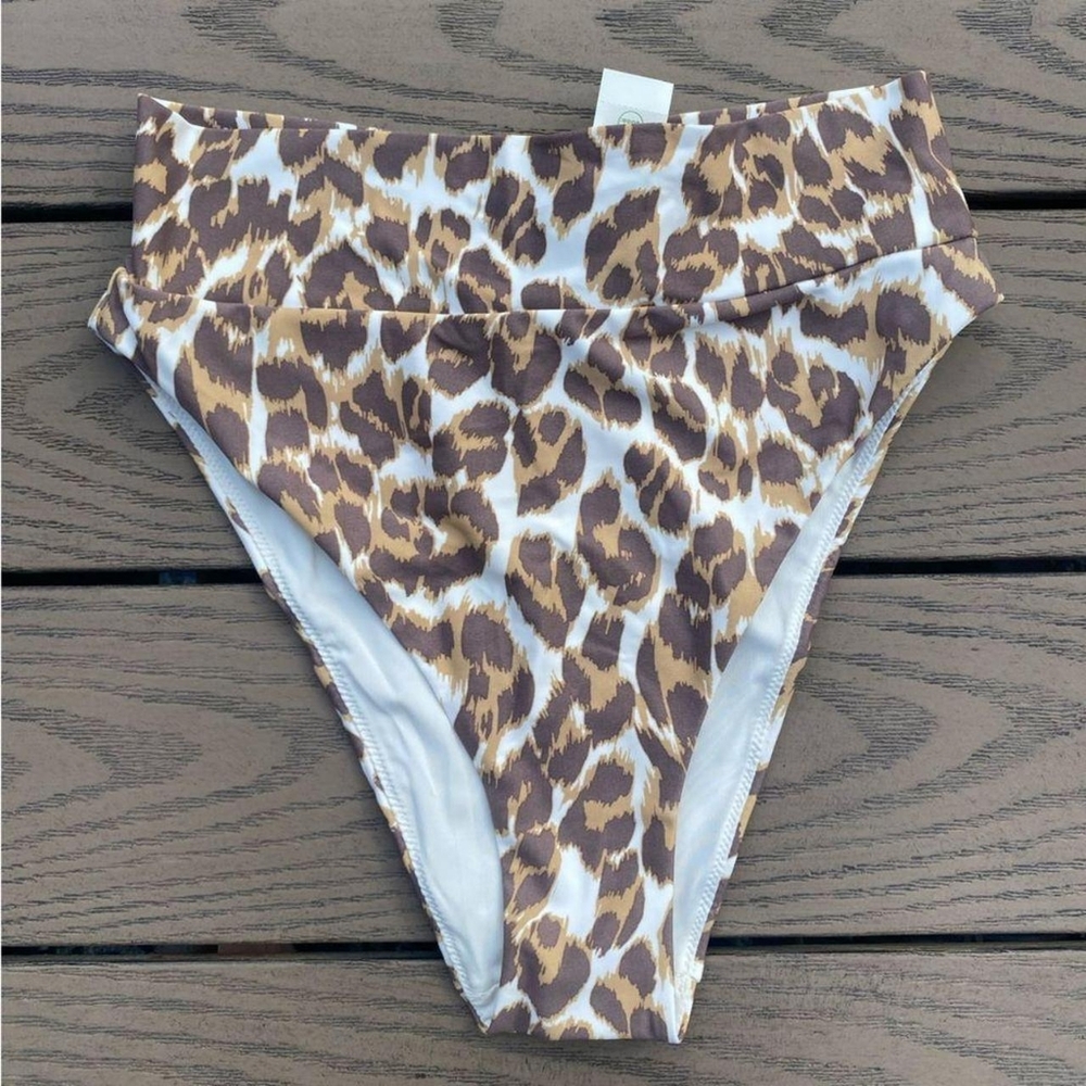 Aerie Brown and White Animal Print Bikini Bottom